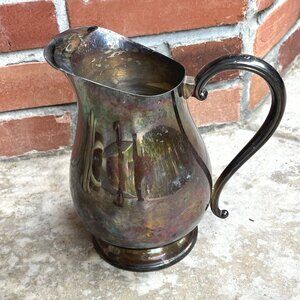Vintage Newport Silverplate Water Pitcher with Ice Lip 9" Tall
